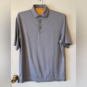 FootJoy Polo Shirt Black And Gray Striped Mens Sz Large‎ Athletic Fit